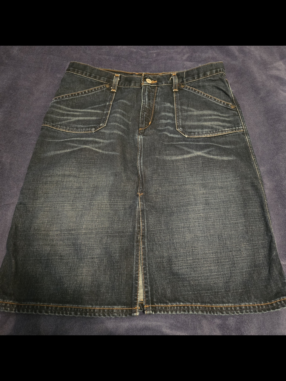Express Dark Wash Denim Midi Skirt